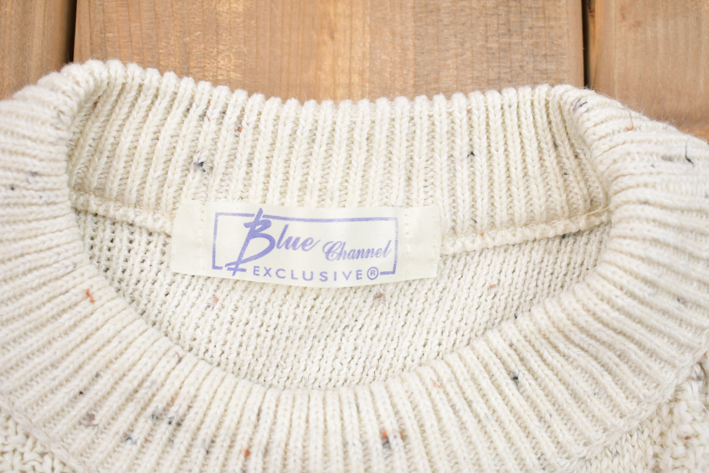 Vintage 1990s Blue Channel Exclusive Knitted Sweater / Vintage 90s Crewneck / Pattern Sweater / Outdoor / Hand Knit / Pullover Sweatshirt