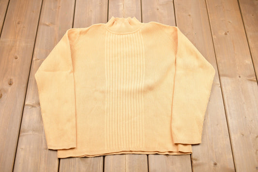 Vintage 1980s Charter Club Knitted Sweater / Vintage 80s Mockneck / Pattern Sweater / Hand Knit / Pullover Sweatshirt / 90s Mockneck