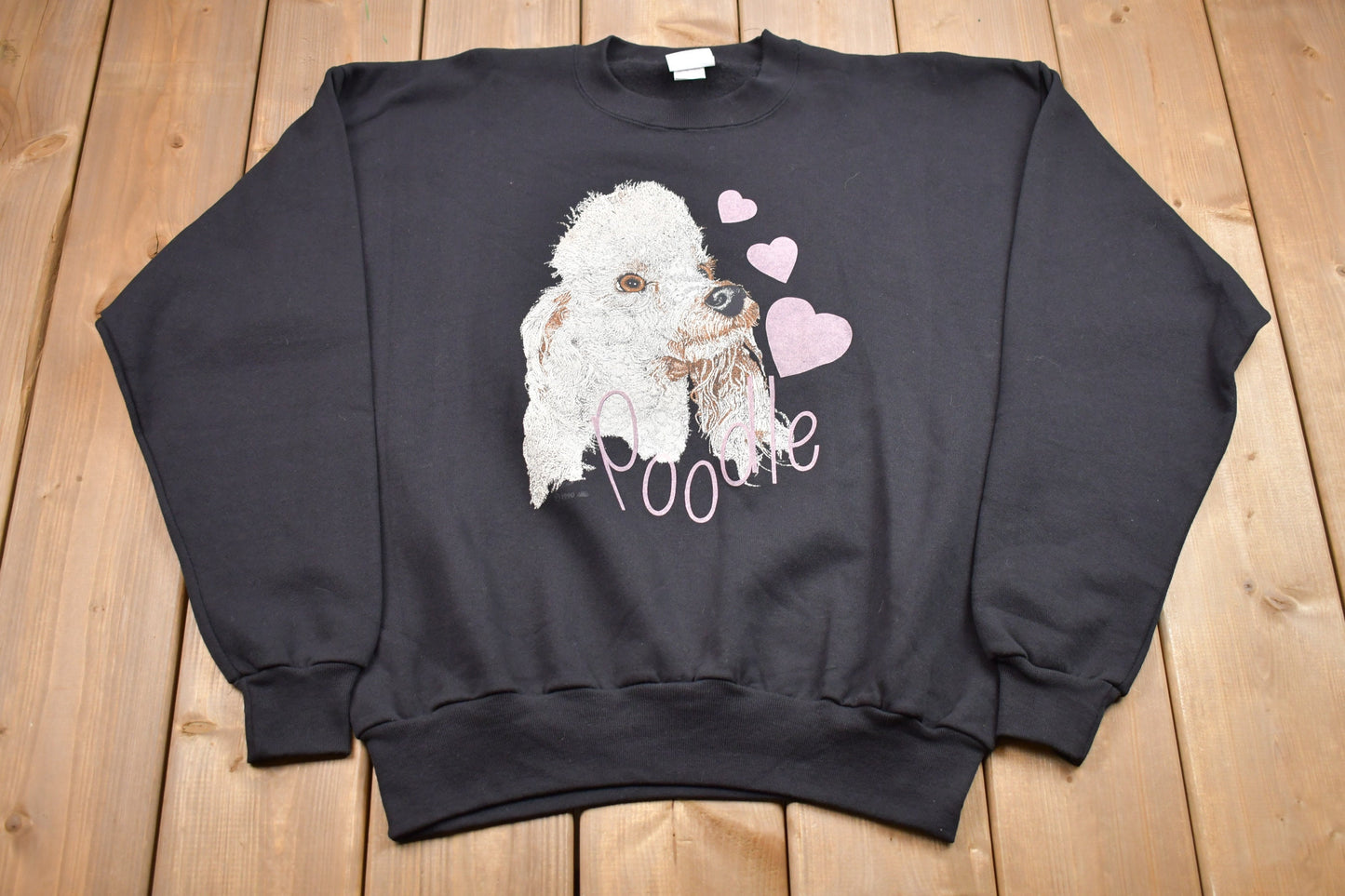 Vintage 1990s Poodle Graphic Crewneck / Dog Sweatshirt / Animal Lover Print / Wilderness / Cute Puppy Pullover Sweatshirt / Made In The USA