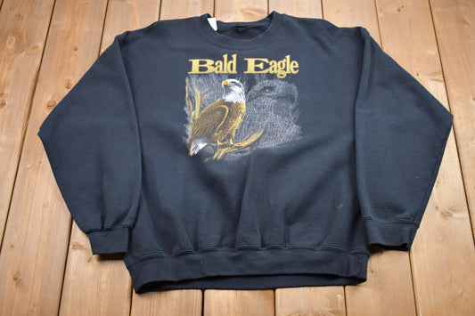 Vintage 1990s Bald Eagle Graphic Crewneck / Nature Sweatshirt / 90s Bald Eagle Print / Wilderness & Outdoors / Pullover Sweatshirt