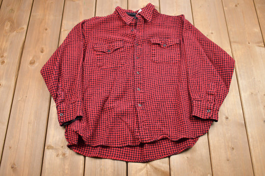 Vintage 1980s L.L Bean Made In USA Vintage Button Up Shirt / Buffalo Plaid Pattern Print / Outdoors Shirt / 80s Button Up / Casual Wear