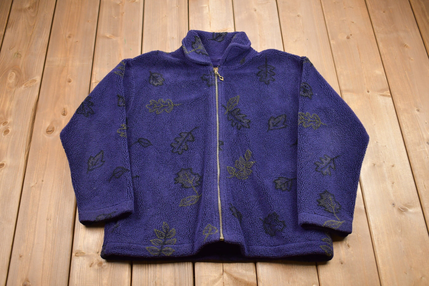 Vintage 1990s Alps Finest Quality Apparel All Over Print Fleece Zip Up / 90s Fleece / Nature Sweatshirt / Outdoor Zip Up Sweatshirt