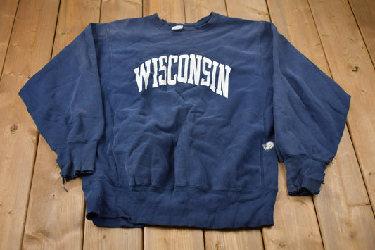 Vintage 1990s Champion Reverse Weave Wisconsin Sweatshirt / Vintage Champion / Vintage Pullover / Made In USA / Athleisure Sportswear