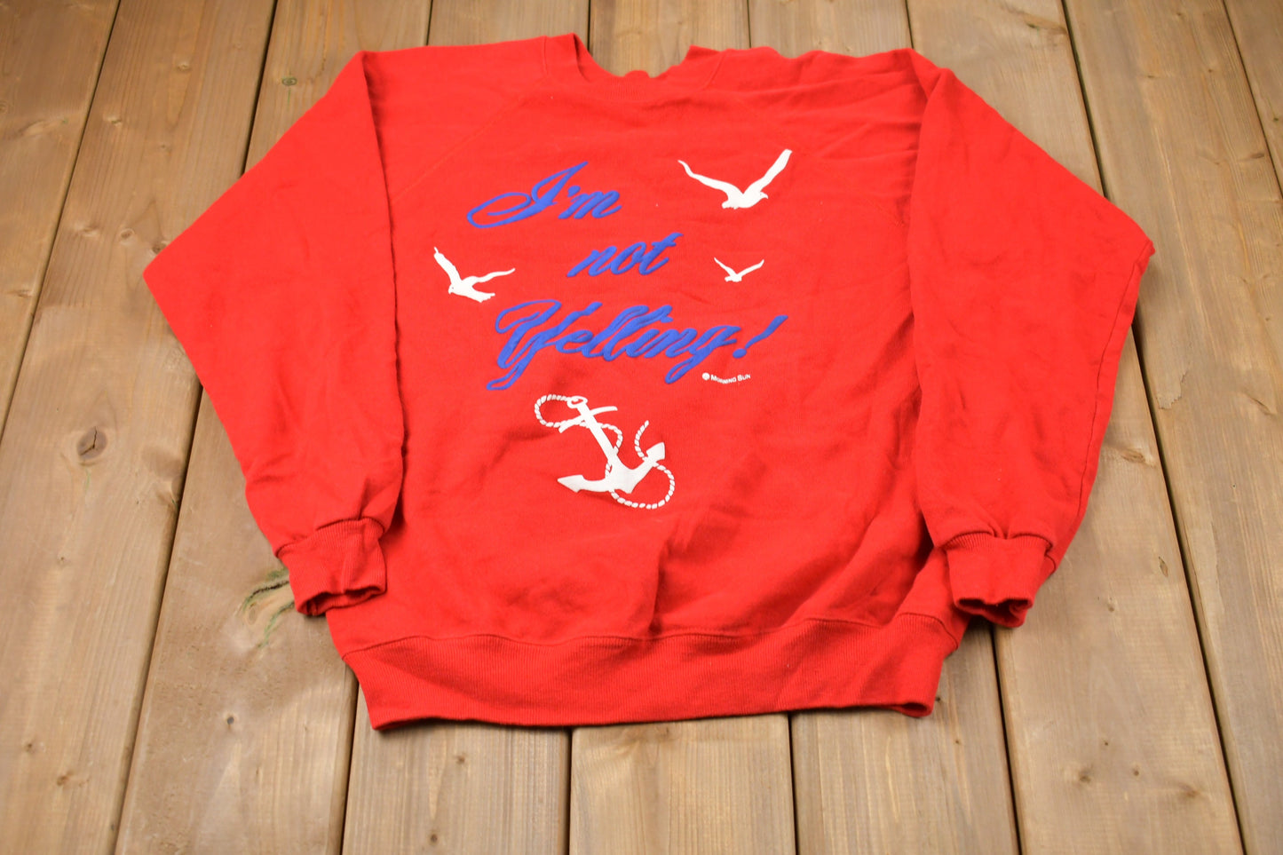 Vintage 1980s "I'm Not Yelling Nautical" Raglan Crewneck Sweatshirt