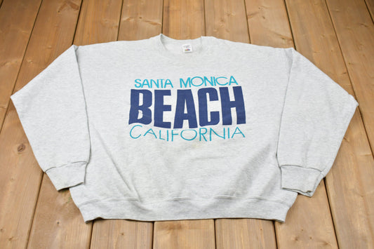 Vintage 1990s Santa Monica Beach California Graphic Crewneck Sweatshirt