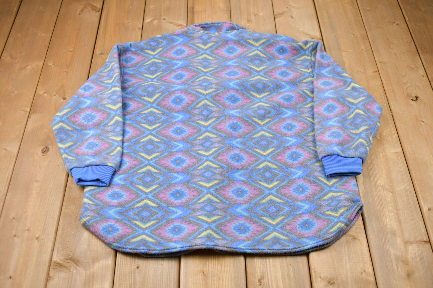 Vintage 1990s Half Button Up Aztec Print Fleece Sweater