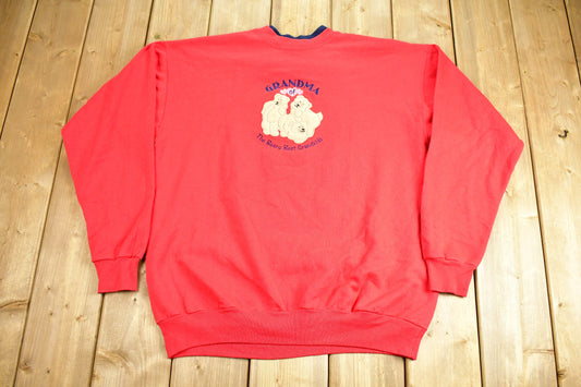 Vintage 1990s Grandma Of The Very Best Grandkids Embroidered Crewneck Sweatshirt / 90s Crewneck / Souvenir / Bear Graphic / Cute Sweater