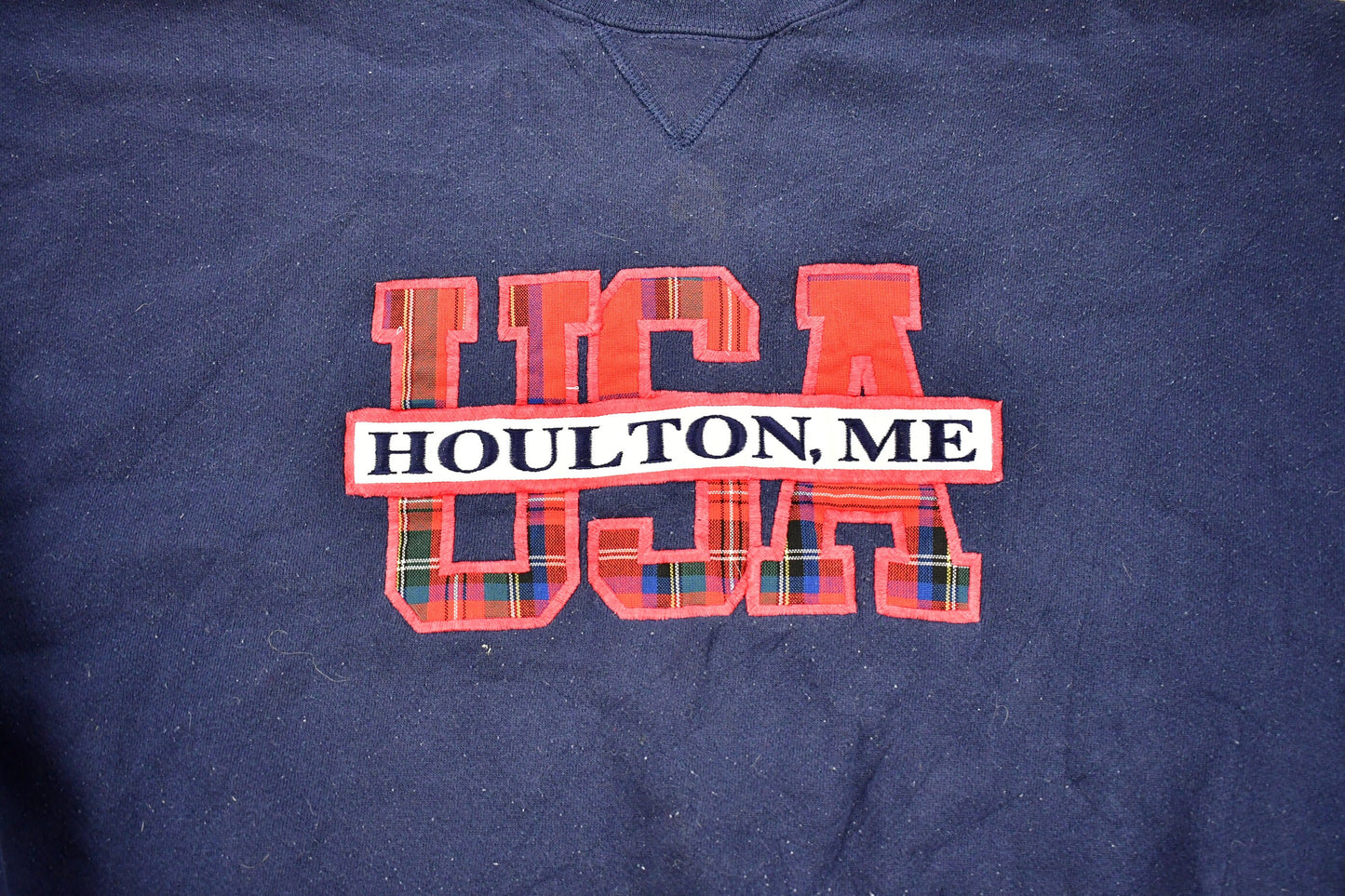 Vintage 1990s Houlton, ME USA Embroidered Crewneck Sweatshirt / 90s Crewneck / Souvenir / Made In USA / Streetwear / Travel And Tourism