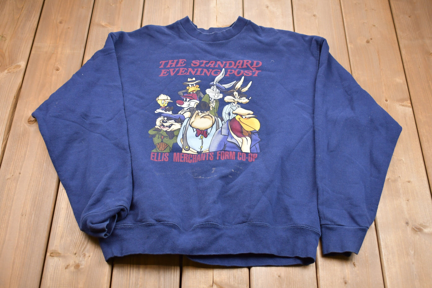 Vintage 1990s "The Standard Evening Post" Ellis Merchants Form Co-op Crewneck Sweatshirt