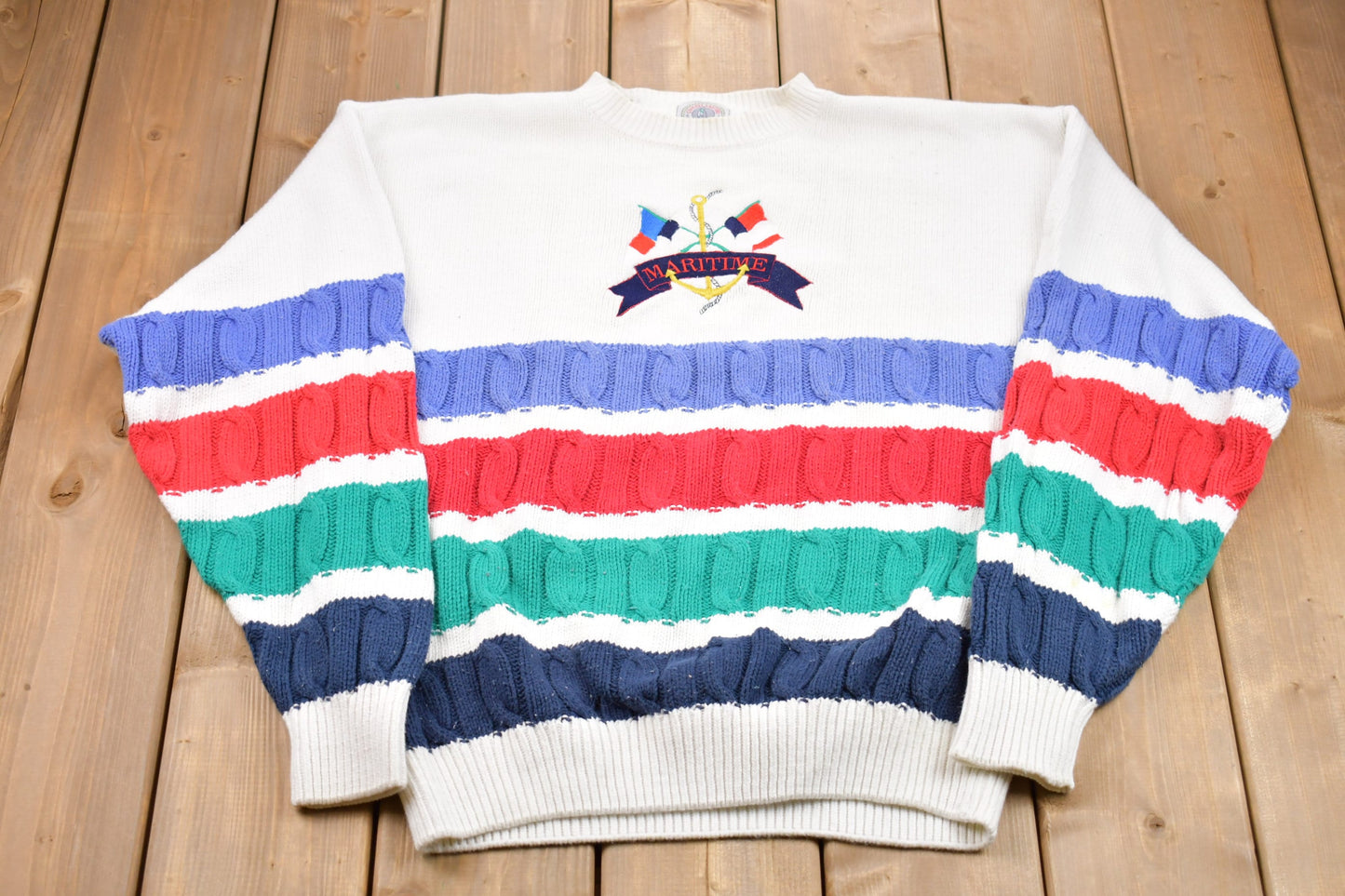 Vintage 1980s Capeisles Knitters Maritime Embroidered Knitted Sweater