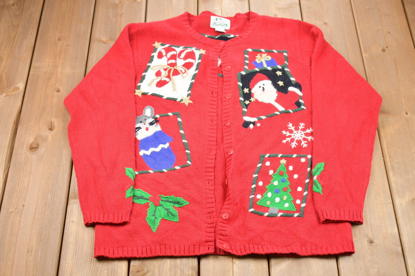 Vintage 1980s The Quacker Factory Knit Christmas Sweater