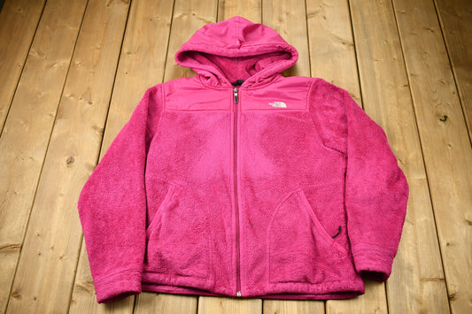 Vintage 1990s The North Face Full Zip Hooded Pink Fleece Sweater