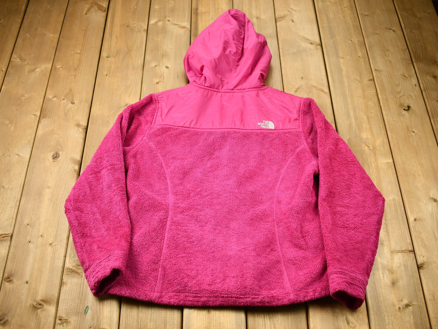 Vintage 1990s The North Face Full Zip Hooded Pink Fleece Sweater