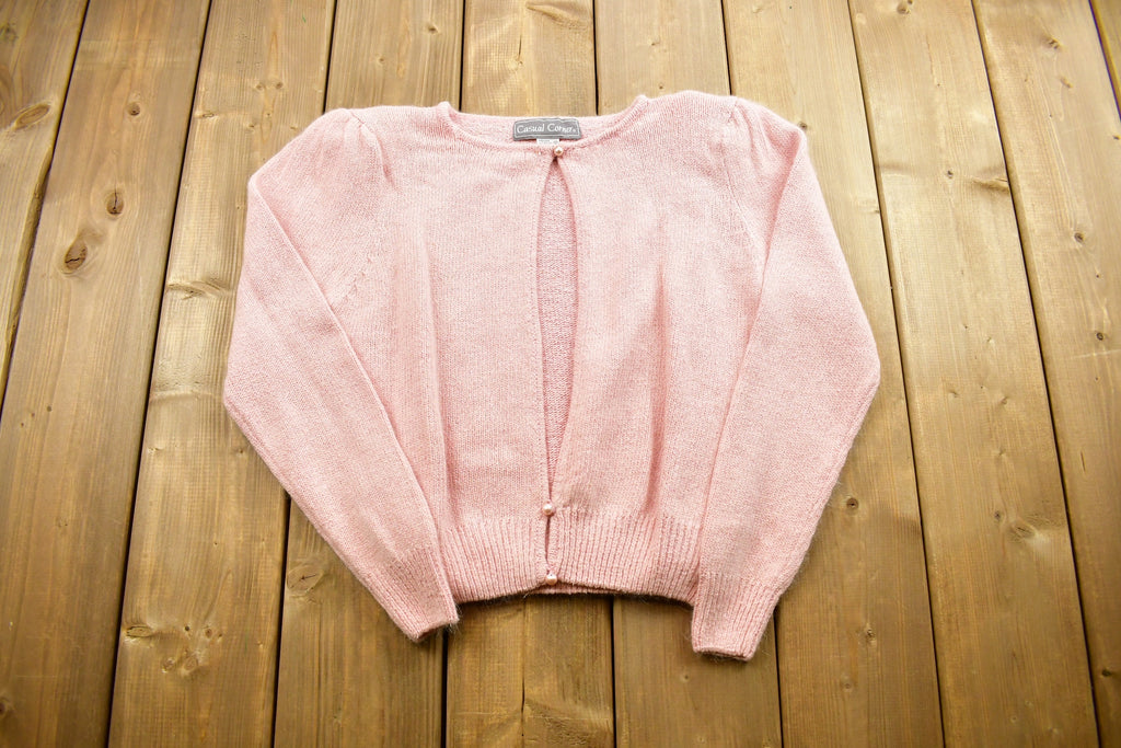 Vintage 1990s Light Pink Women's Silk Knit Cardigan Sweater