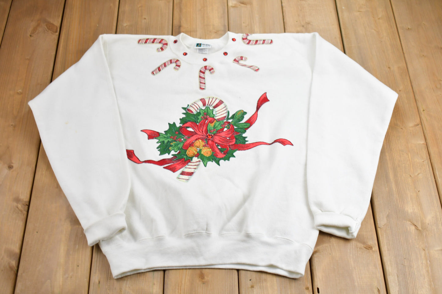 Vintage 1990s Christmas Graphic Sweater , 90s Holiday Crewneck , Winter Wear , Festive Graphic Print , Made In USA , Pros Spirit