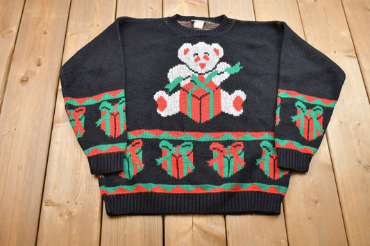 Vintage 1990s Cabin Creek Holiday Bear Knitted Sweater