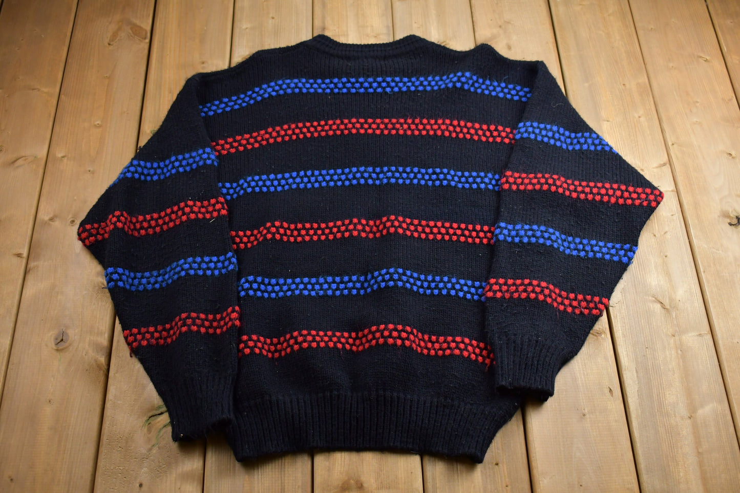 Vintage 1990s Urban Works Knitted Sweater / Vintage 90s Crewneck / Pattern Sweater / Outdoor / Hand Knit / Pullover Sweatshirt