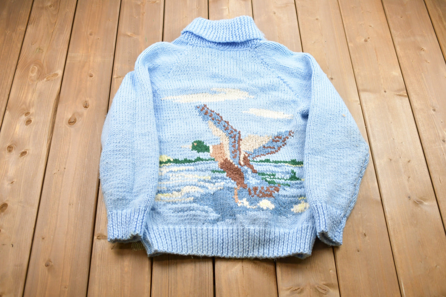 Vintage 1980s Duck Graphic Curling Knitted Sweater