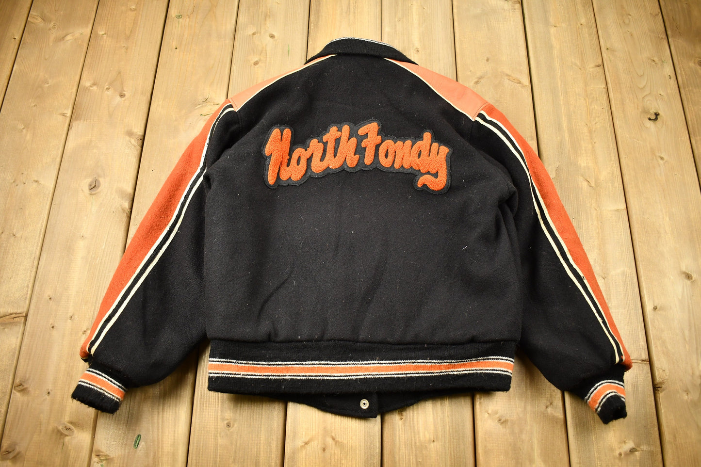 Vintage 1980s North Fondy Patchwork Varsity Jacket