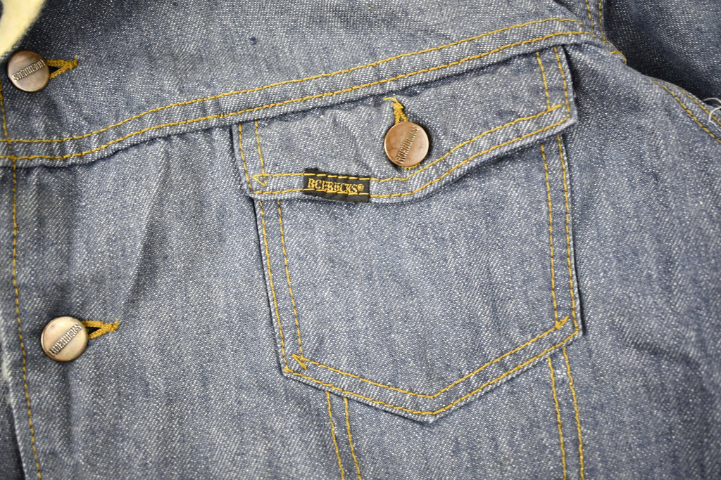 Vintage 1970s Genuine Roebucks Shearling Collar Jean Jacket