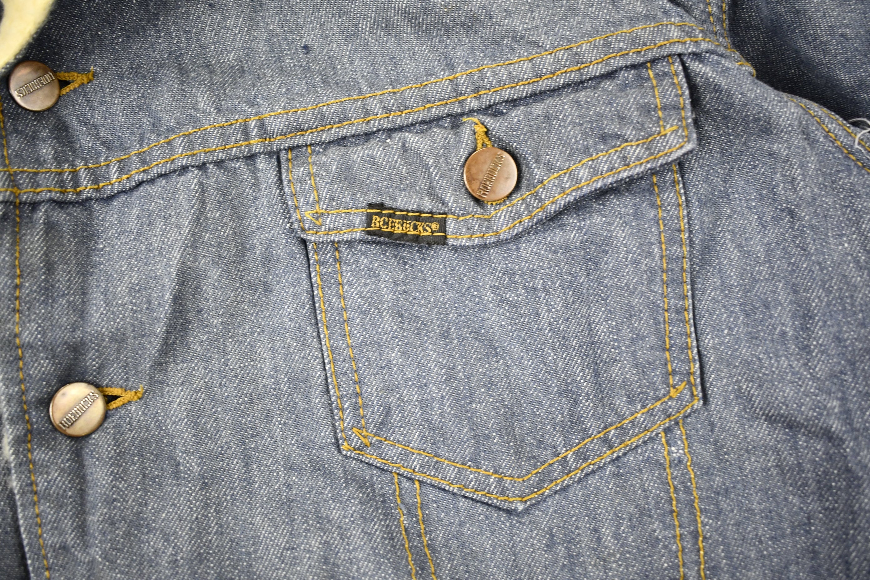 Vintage 1970s Genuine Roebucks Shearling Collar Jean Jacket