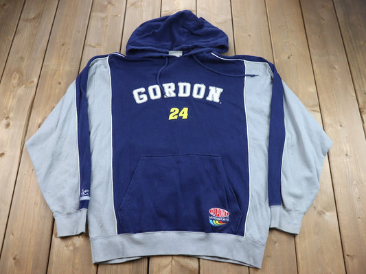 Vintage 1990s Jeff Gordon NASCAR Racing Color Block Hoodie Sweater / Dupont Motorsports Print / Chase Authentics / BS2