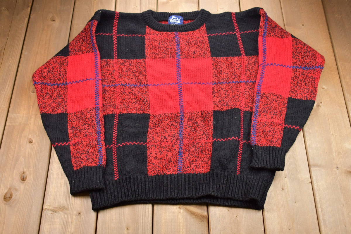 Vintage 1960s Woolrich Plaid Knitted Sweater