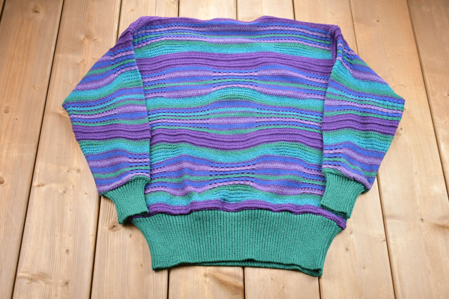 Vintage 1990s James Kenrob Striped 3D Knitted Sweater