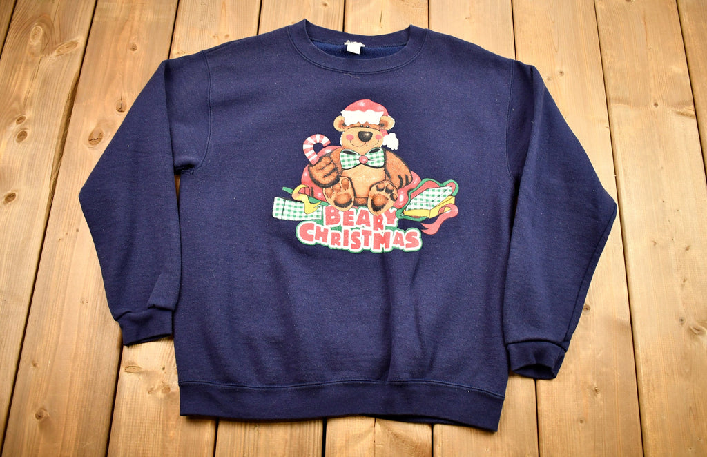 Vintage 1990s "Beary" Christmas Teddy Bear Sweater , 90s Holiday Crewneck , Winter Wear , Festive Graphic Print , Made In USA , Streetwear