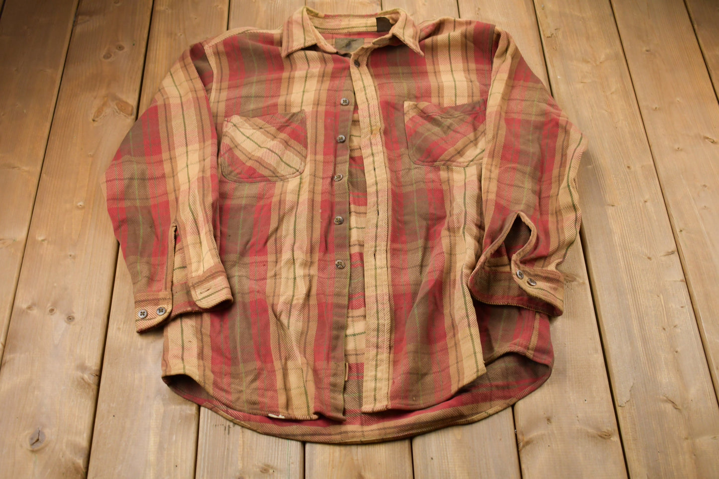 Vintage 1990s Authentic Plaid Button Up Shirt / 1990&#39;s Button Up / Vintage Flannel / Casual Wear / Workwear / Pattern Button Up
