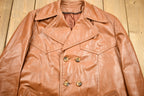 Vintage 1970s Burnt Orange Full Length Leather Trench Coat