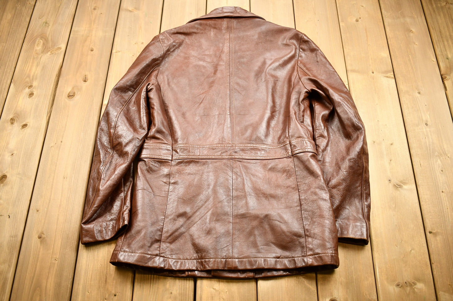 Vintage 1970s Reed Sportswear Burnt Orange Leather Trench Coat / Genuine Leather / Leather Coat / Button Up / Suede Jacket