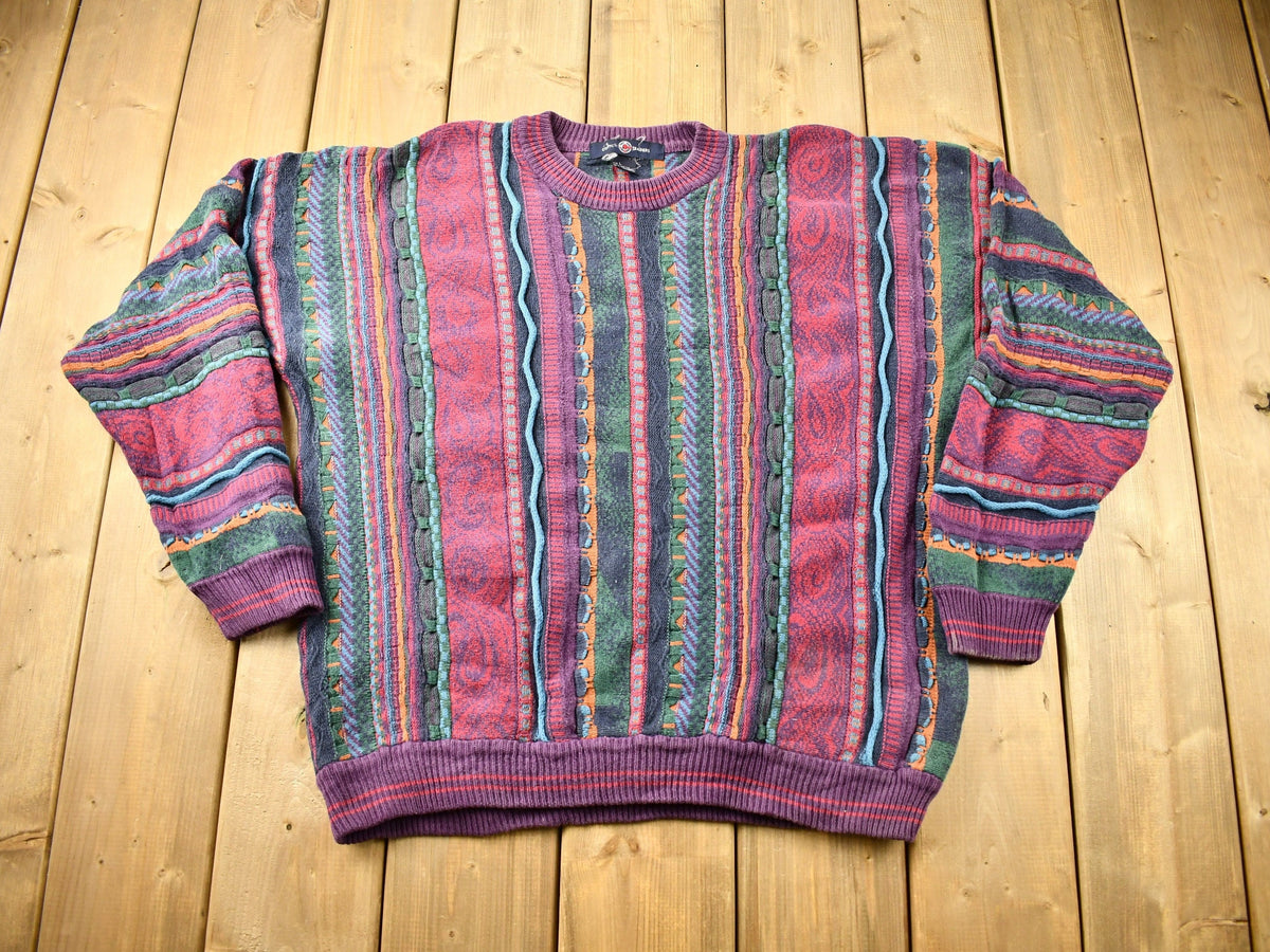 Vintage 1990s 3D Cable Knit Cotton Traders Sweater