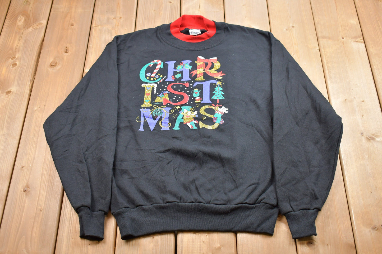 Vintage 1990s Christmas Crewneck Sweatshirt / 90s Crewneck / Souvenir / Athleisure / Streetwear / Turtleneck