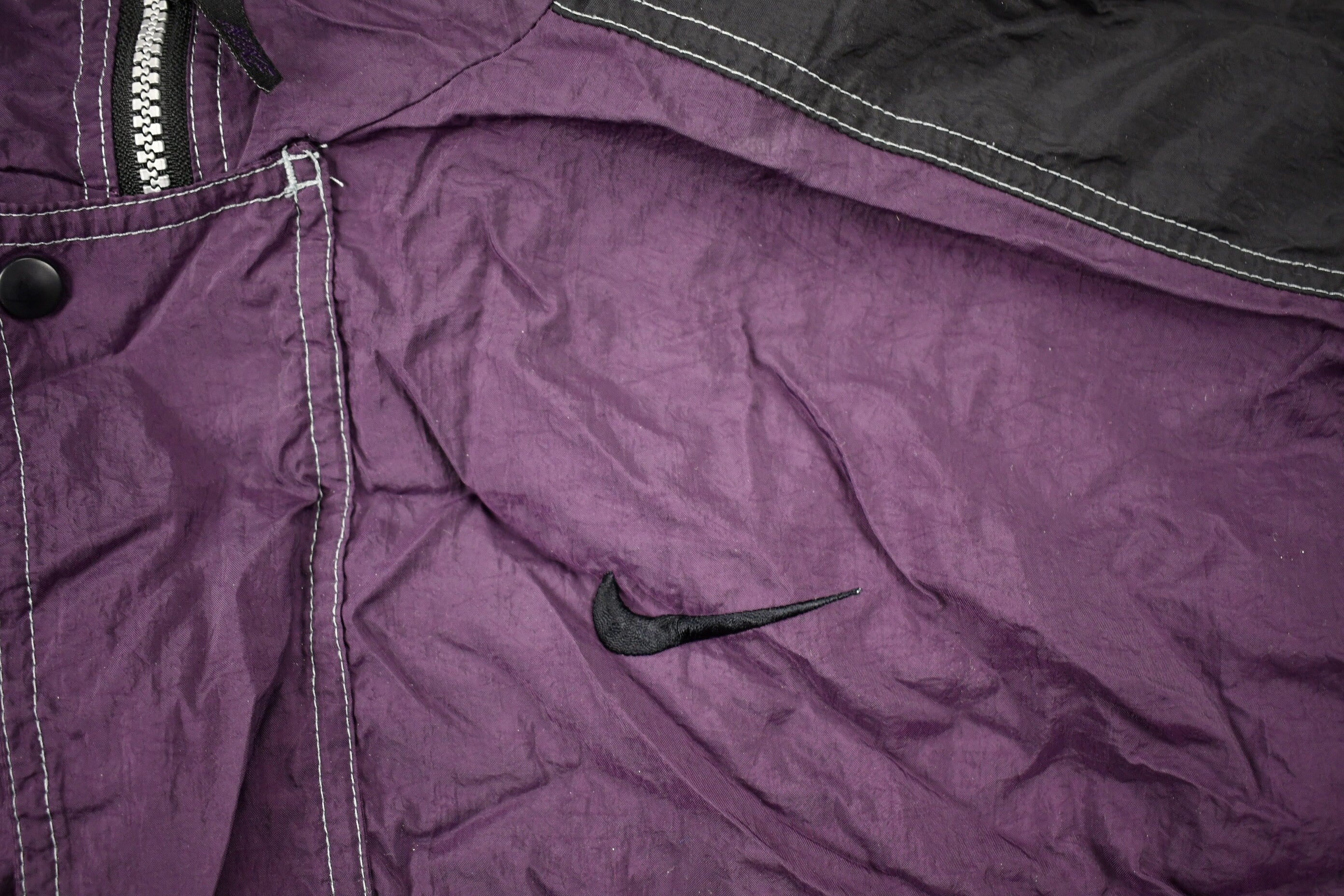 Vintage 1990s Nike Big Swoosh Full Zip Color Block Windbreaker Jacket