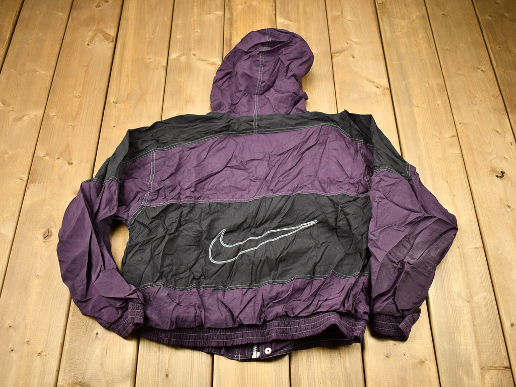 Vintage 1990s Nike Big Swoosh Full Zip Color Block Windbreaker Jacket