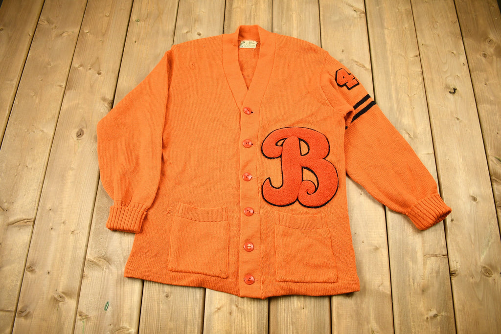 Vintage 1950s 100% Wool Collegiate Cardigan Knit Sweater