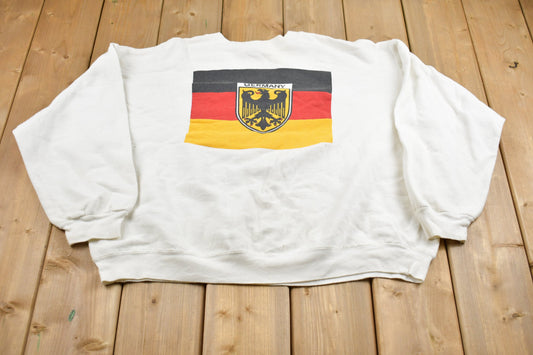 Vintage 1990s Voyou Germany Flag Graphic Crewneck Sweatshirt / 90s Crewneck / Souvenir / Athleisure / Streetwear / Travel And Tourism