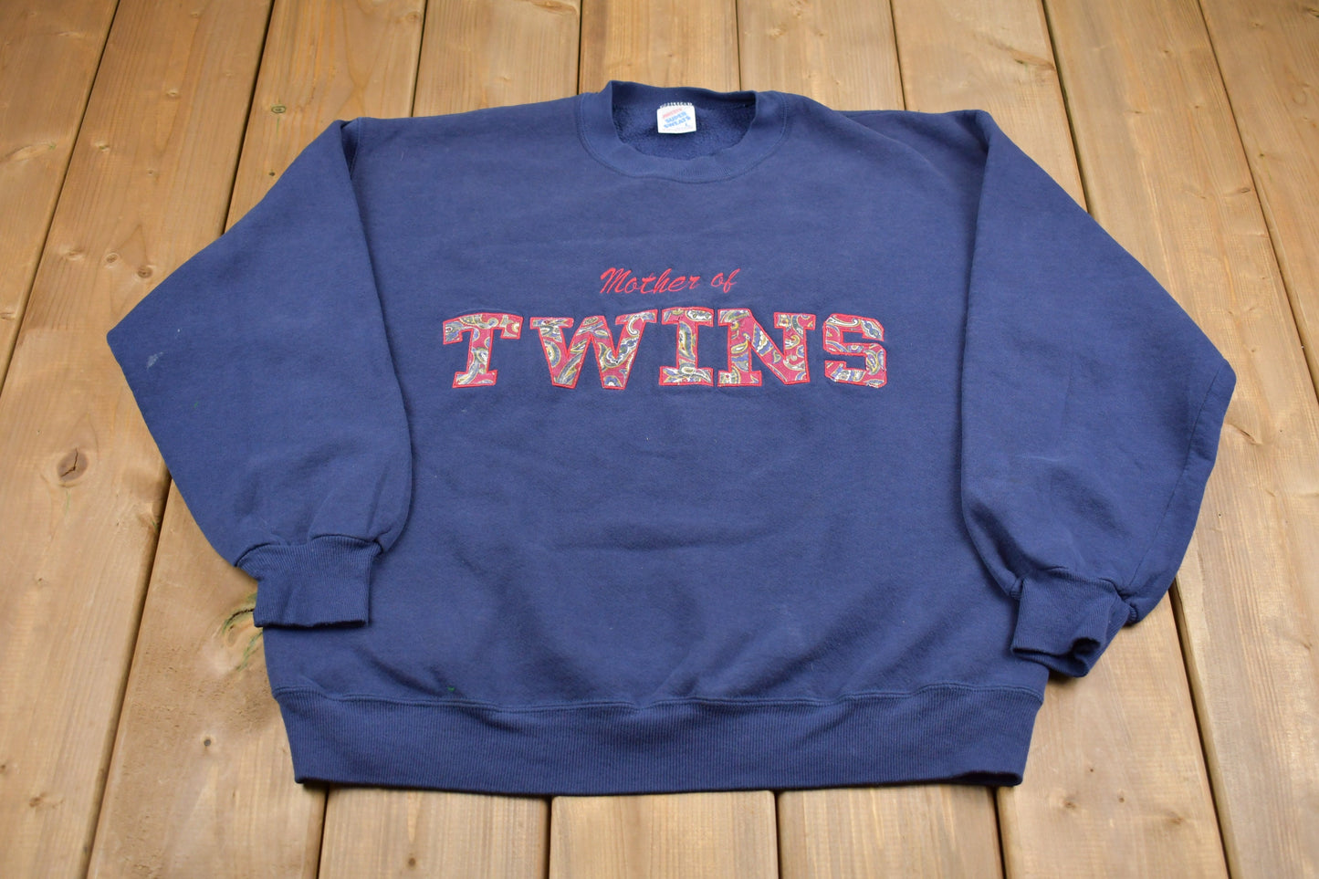 Vintage 1990s Mother Of Twins Embroidered Crewneck Sweatshirt / 90s Crewneck / Souvenir / Athleisure / Streetwear / 90s Made In USA