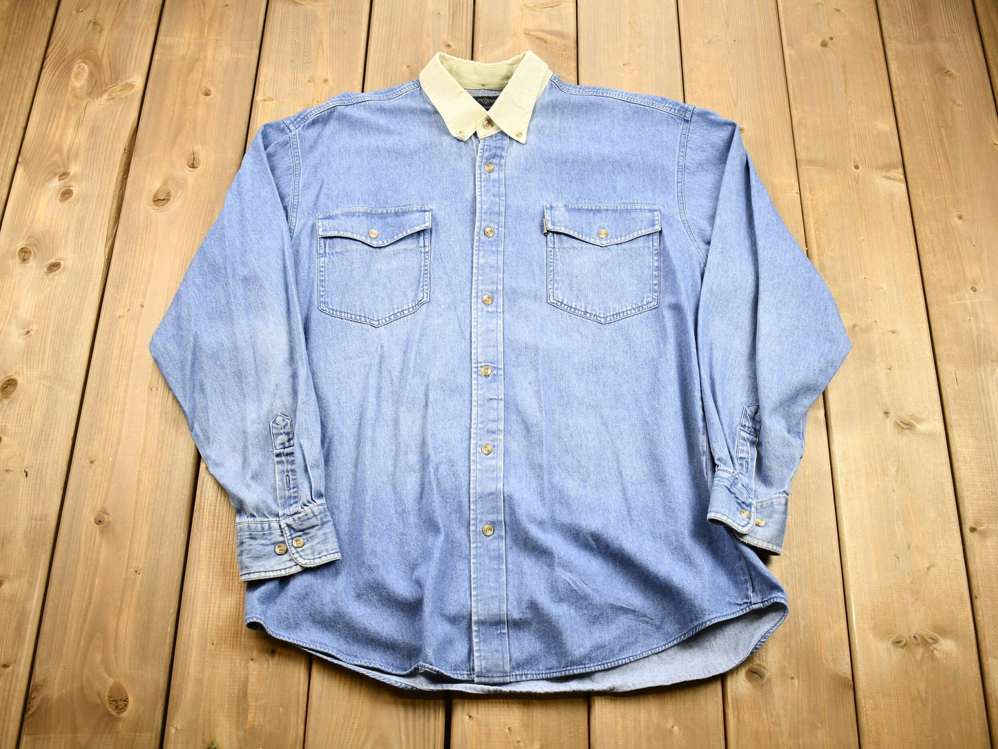 Vintage 1990s Denim Collared Button Up Shirt