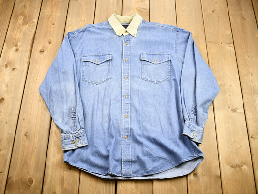 Vintage 1990s Denim Collared Button Up Shirt