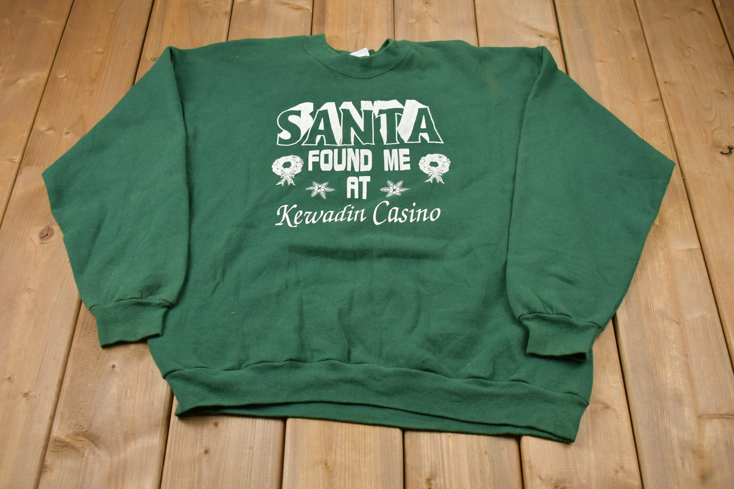 Vintage 1990s Lee Made In USA Santa Funny Quote Christmas Sweater / 90s Holiday Crewneck / Winter Wear / Festive Graphic Print