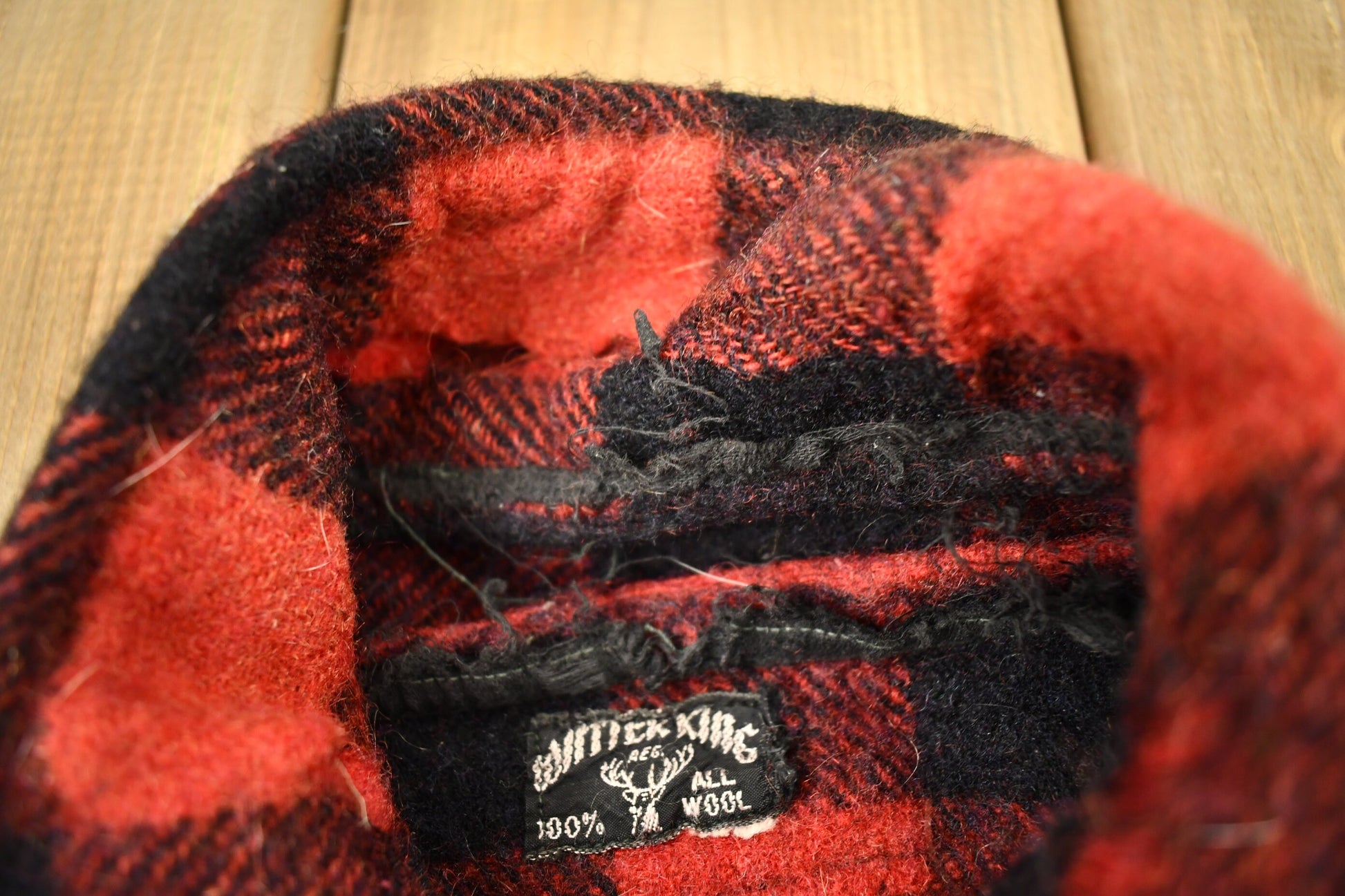 Vintage 1950s Winter King Buffalo Plaid Wool Button Up Shirt