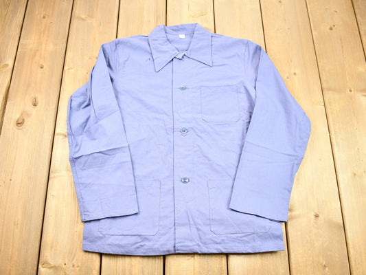 Vintage Blue Button Up Shirt Size 72/76 / Blank Minimalist Uniform / Outdoors & Wilderness / Fall Winter / Casual Wear / Workwear