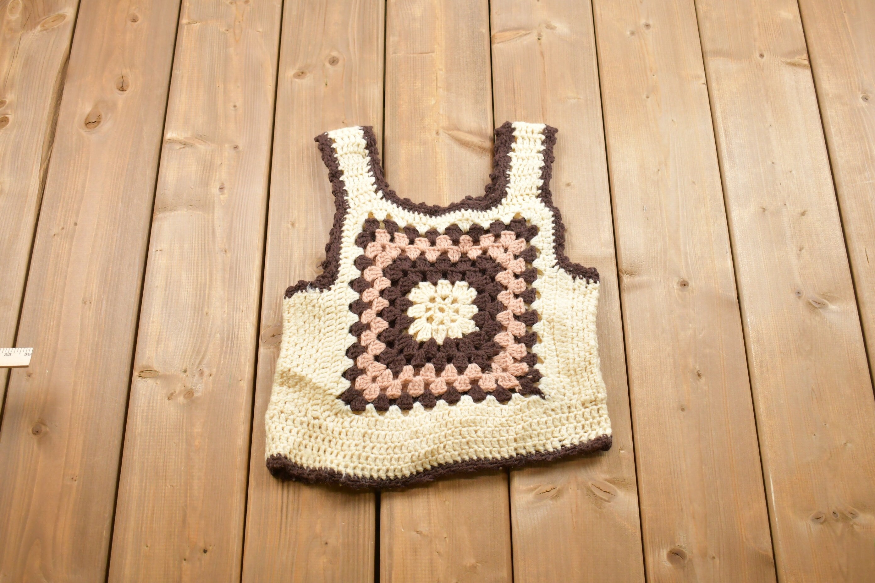 Vintage 1960s Hand Knitted Tank Top