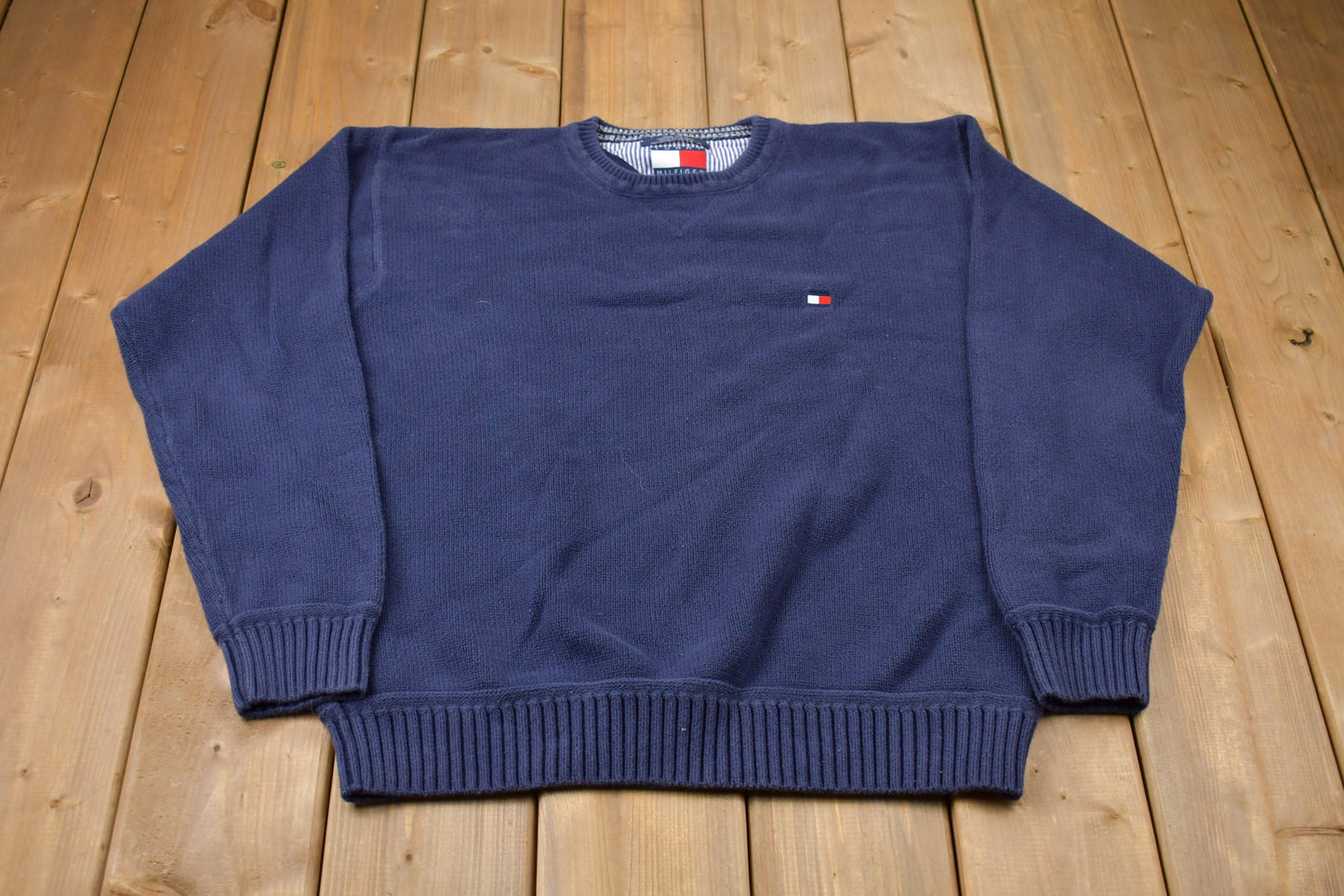 Vintage 1990s Tommy Hilfiger Embroidered Knitted Sweater