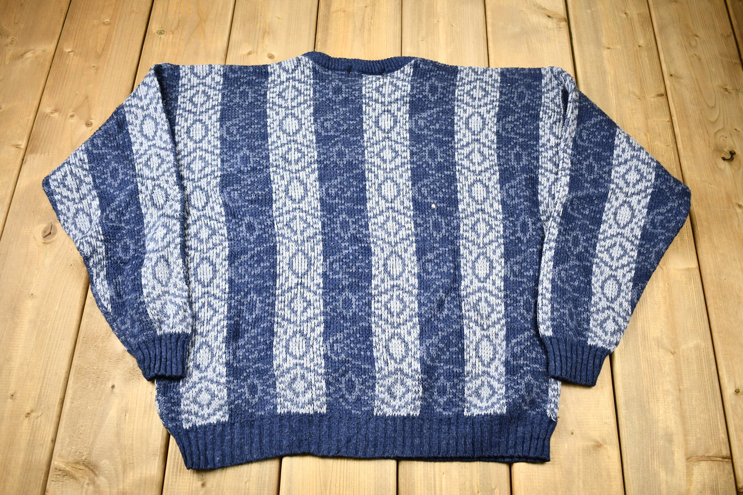 Vintage 1980s New Era All Over Pattern Striped Knit Crewneck Sweater