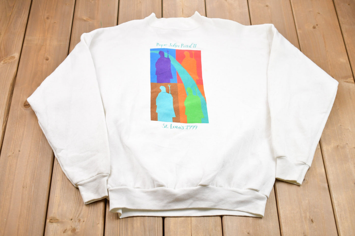 Vintage 1999 Pope John Paul II Graphic Crewneck Sweatshirt