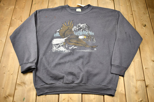 Vintage 1995 American Wilderness Bald Eagle Graphic Crewneck Sweatshirt