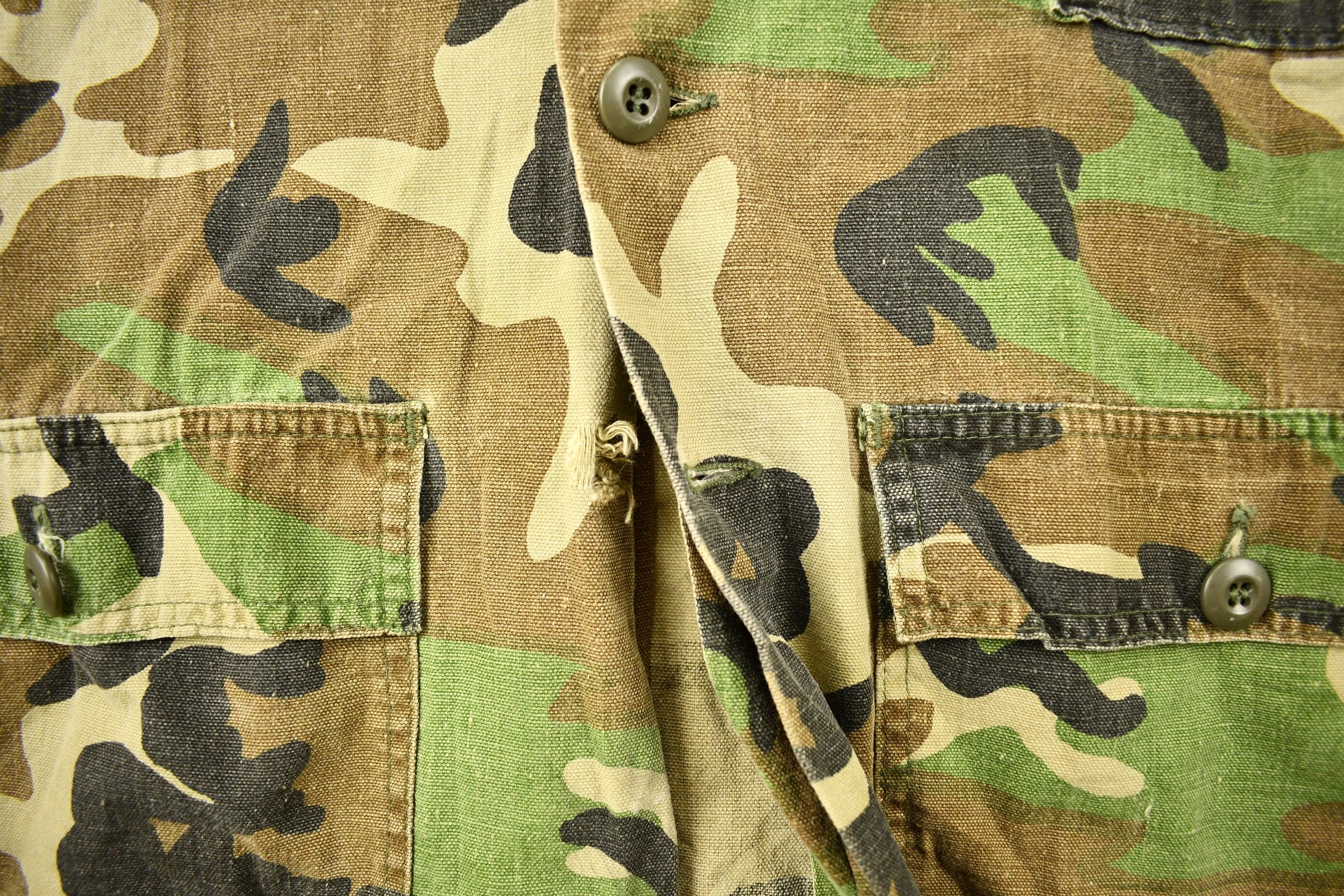 Vintage 1970s US Military Button Up Camo Shirt